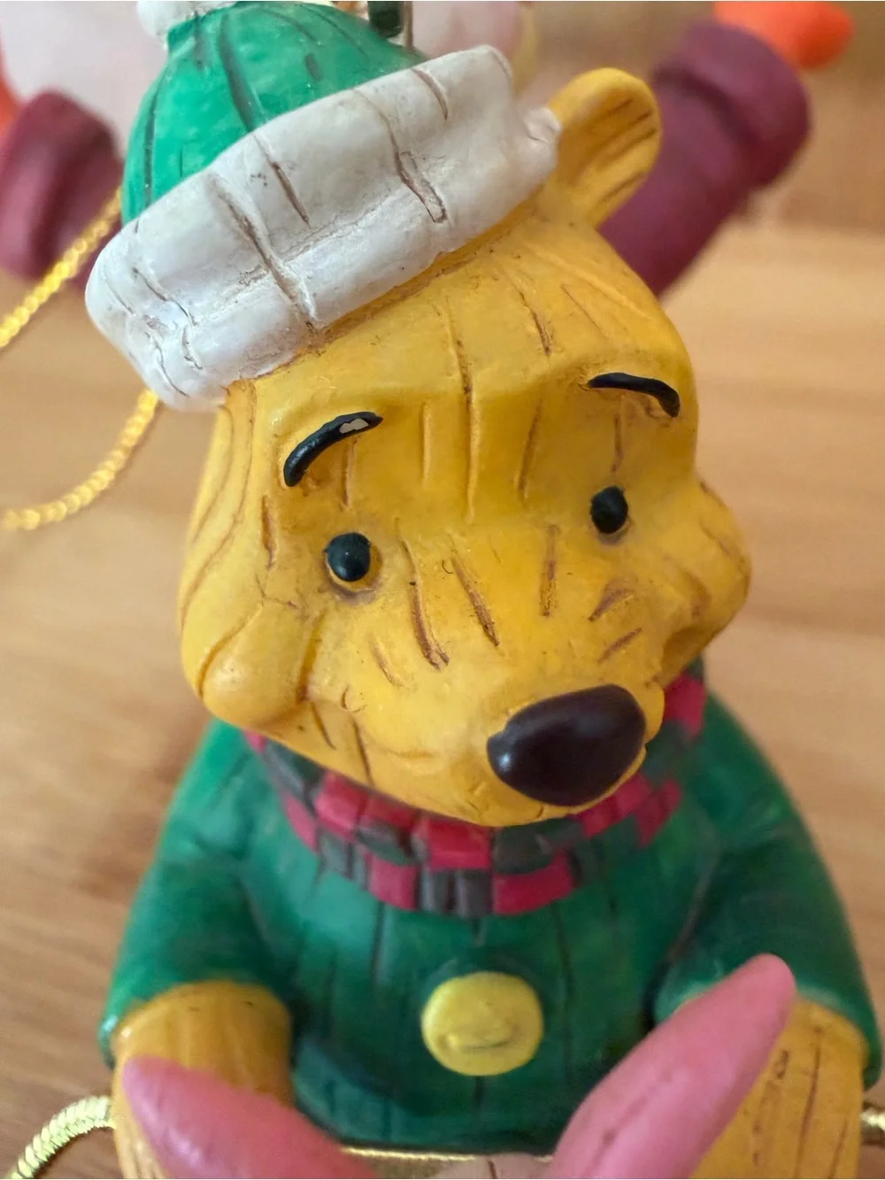 Vintage Disney Winnie the Pooh Tigger Piglet Sled Christmas Wood Ornament 2002
